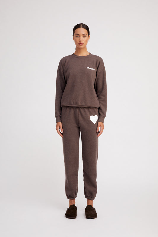 Heart Sweatpant Heathered Brown