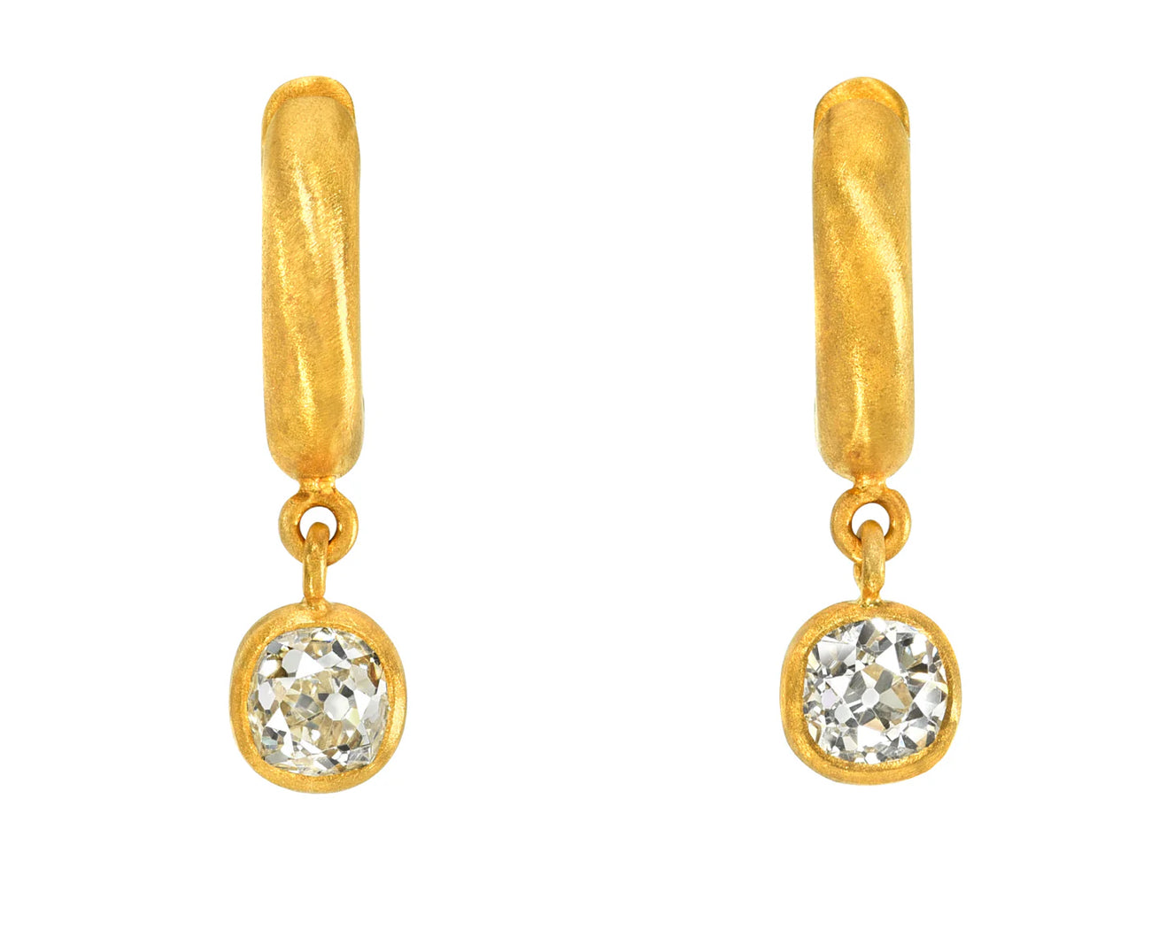 8mm Old Mine Cut Diamond Drop Signature Hoops