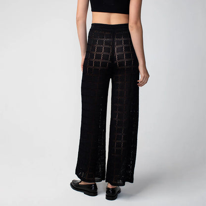 Crochet Patchwork Pant Black