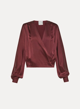 Silk Satin Crossover Shirt