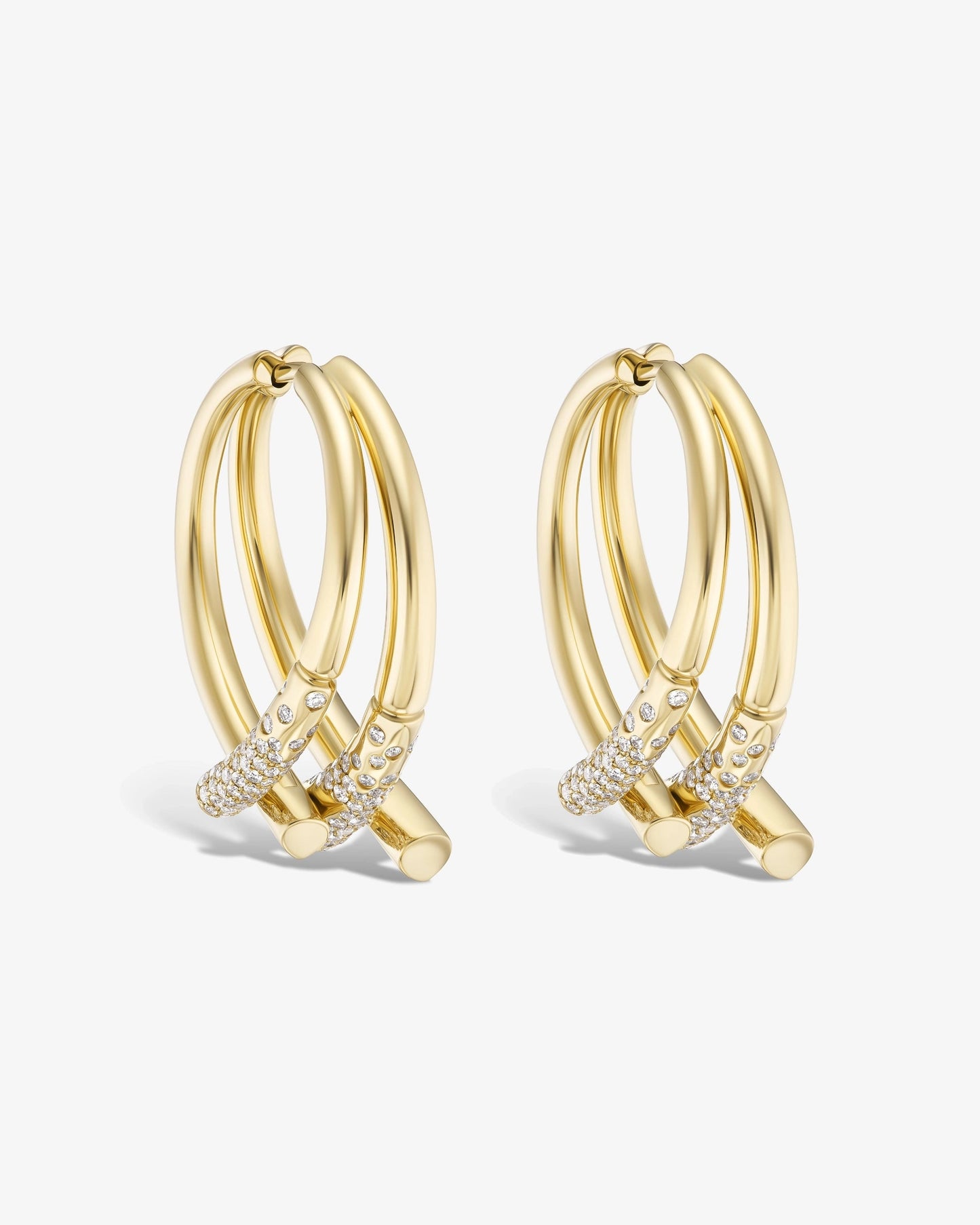 Oera Earrings Yellow Gold, Paved with Diamonds