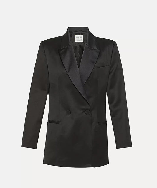 Viscose Wool Faille Tuxedo Jacket - Nero