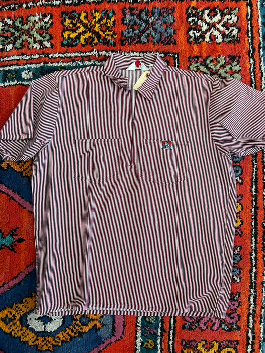 Red Ben Davis Quarter Zip Work Shirt Size Xl