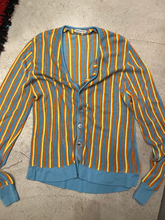 Vintage Terrycloth Striped Cardigan