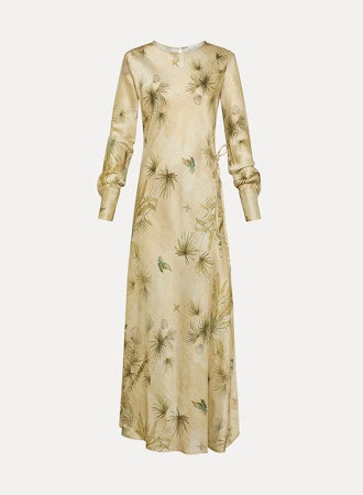 The Sacred Forest Print Chic Satin Dress