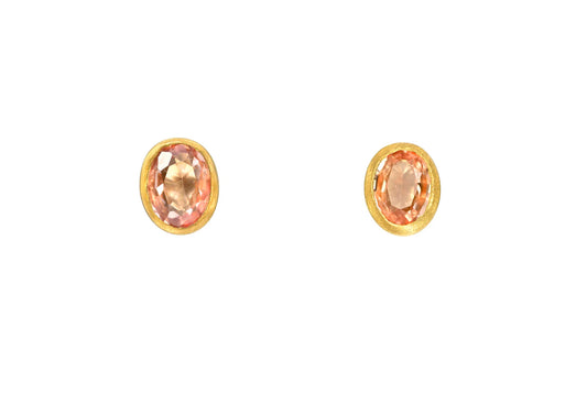 Padparadscha Sapphire Studs