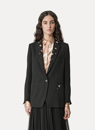 Viscose Chic Sabl' Jacket with Crystals Embroidery