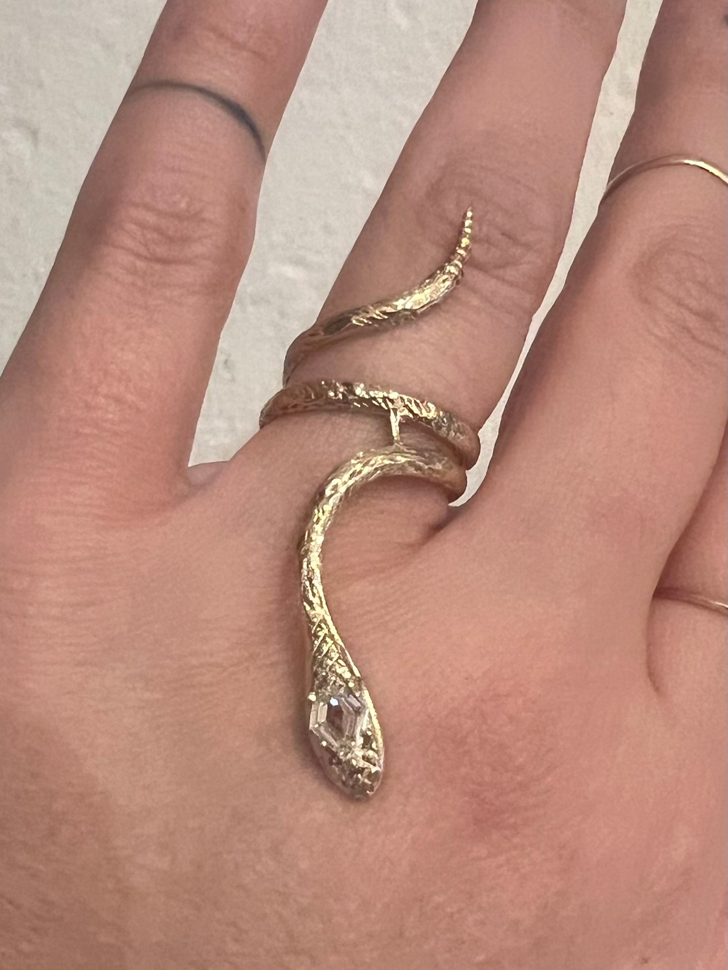 Vintage 14k Snake Ring with Kite Diamond