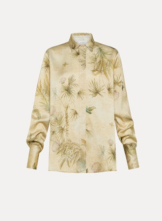 "The Sacred Forest" Print Envers Satin Shirt