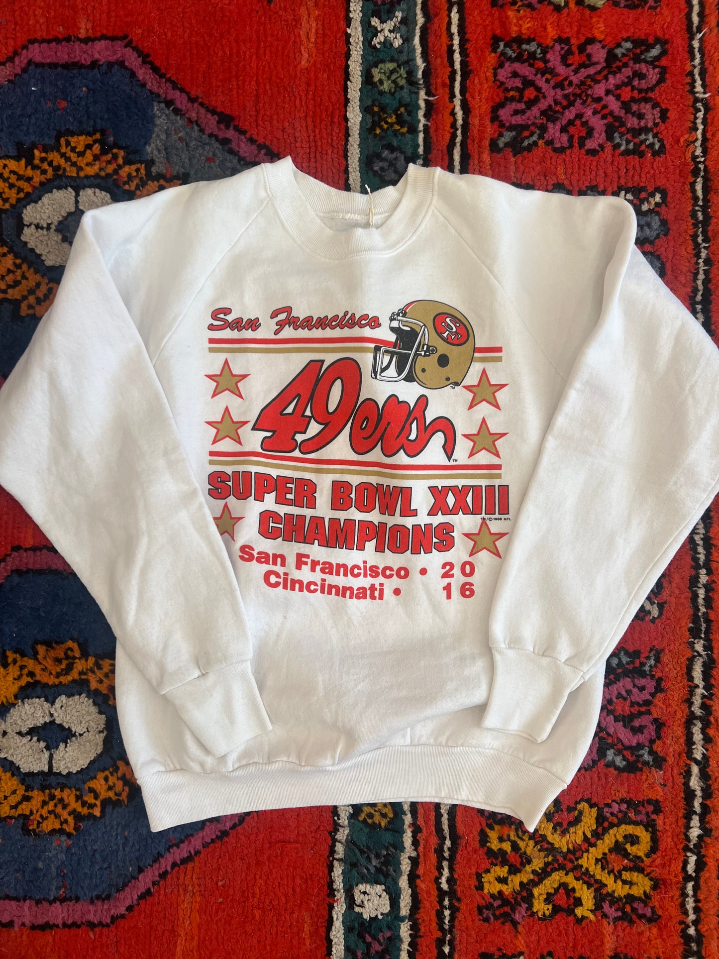 80S White Sf Niners Champs Sweatshirt Size M