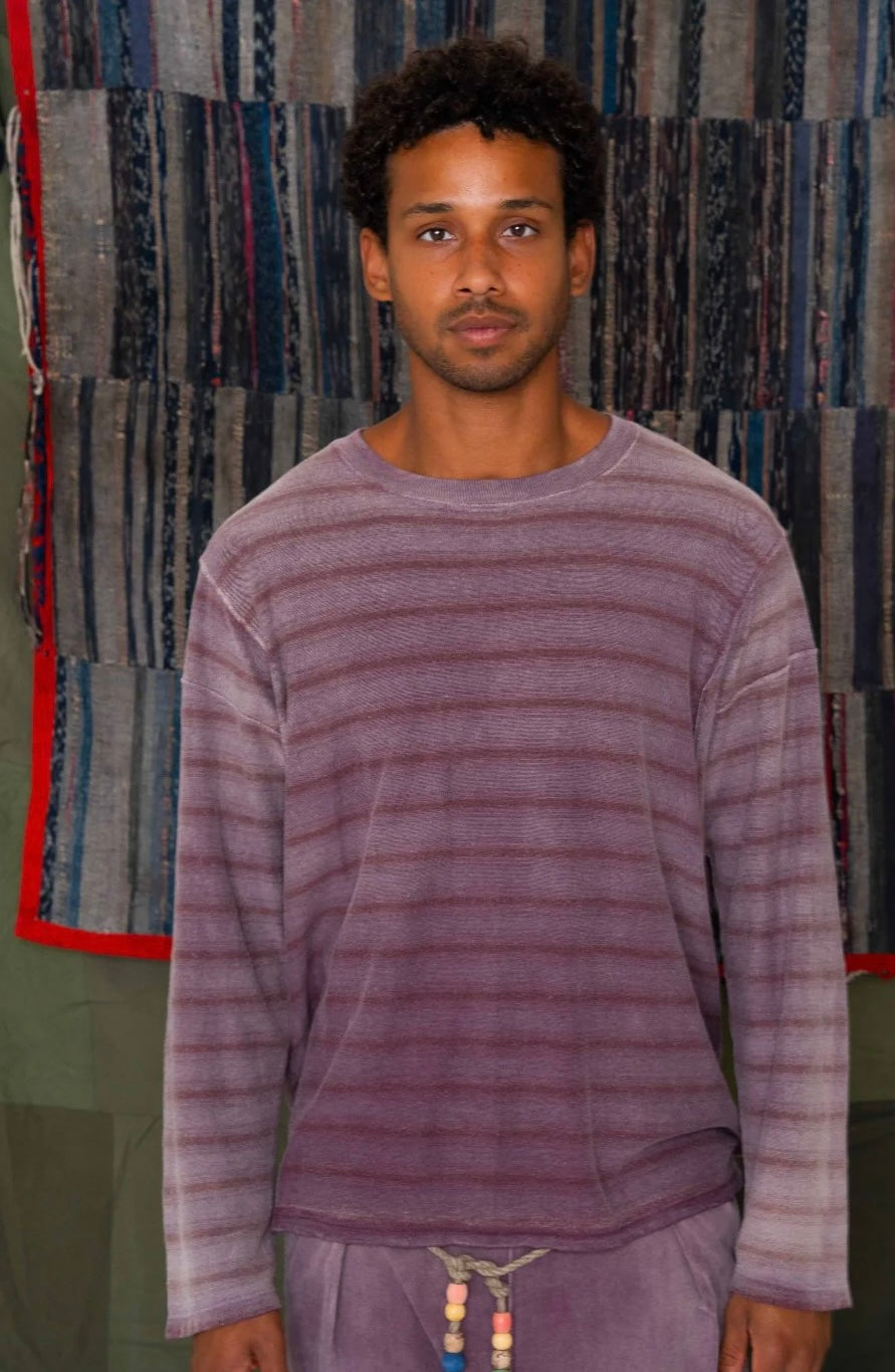 Derrick Long Sleeve Stripe Tee - Mauve