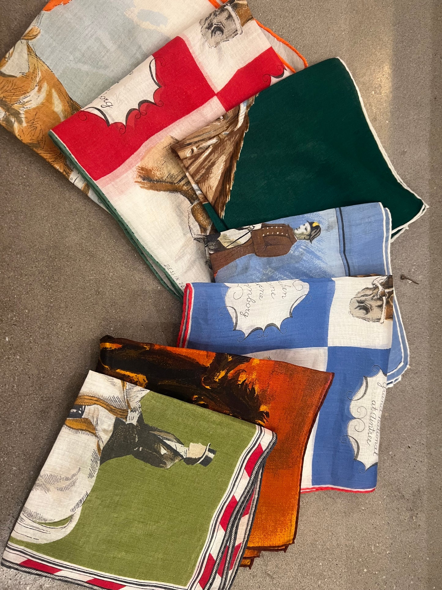 Vintage Small Equestrian Hankie - Various Prints