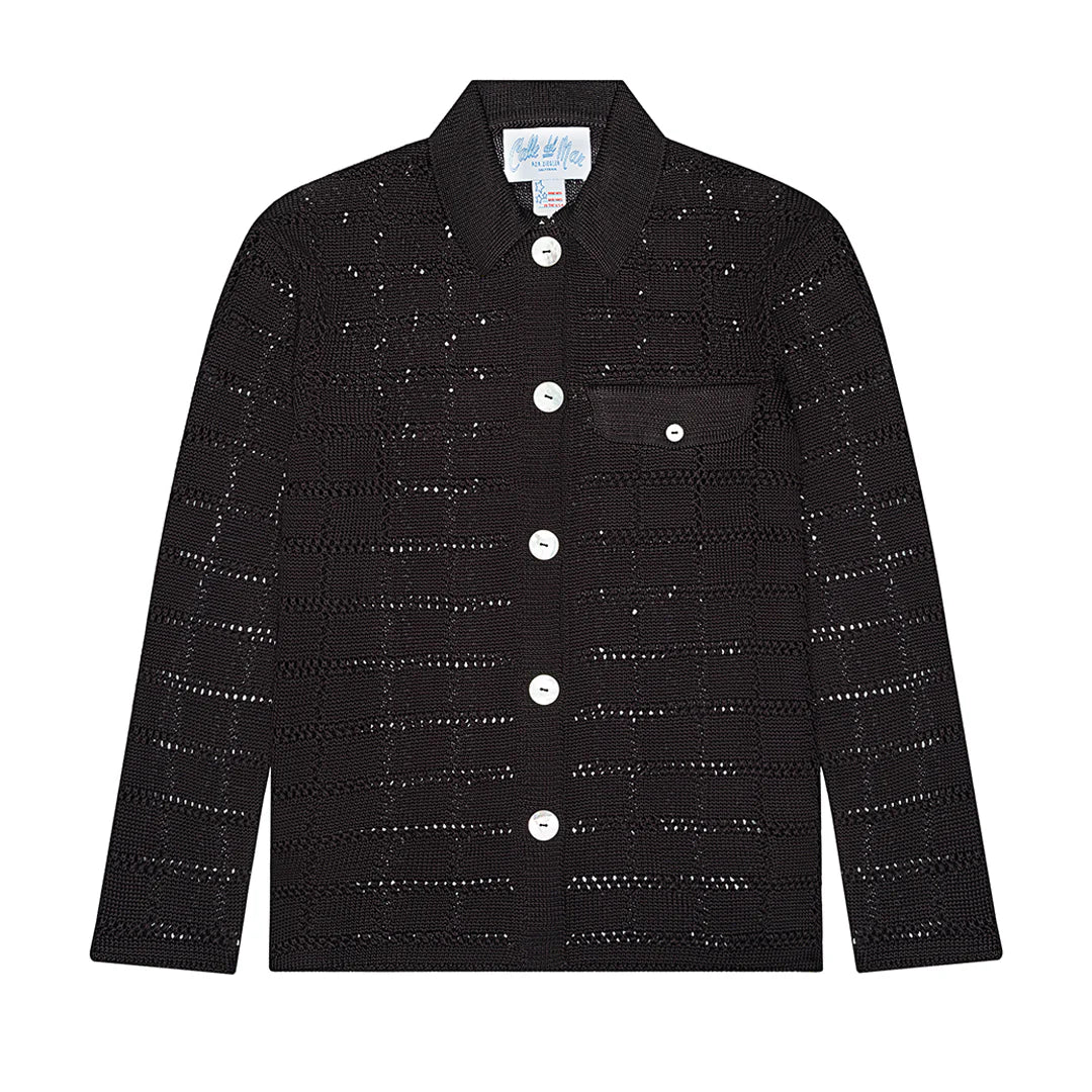 Long Sleeve Patchwork Shirt Black