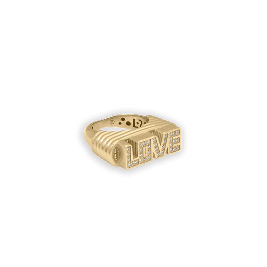 Louise Yellow Gold and White Diamonds Love Ring