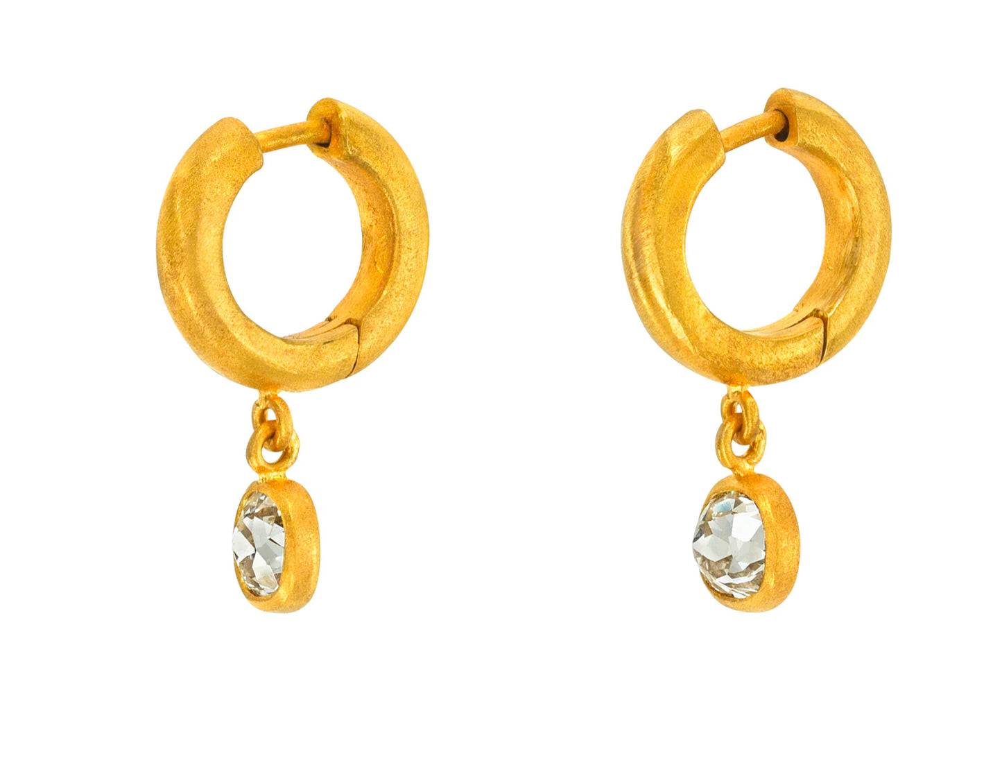 8mm Old Mine Cut Diamond Drop Signature Hoops