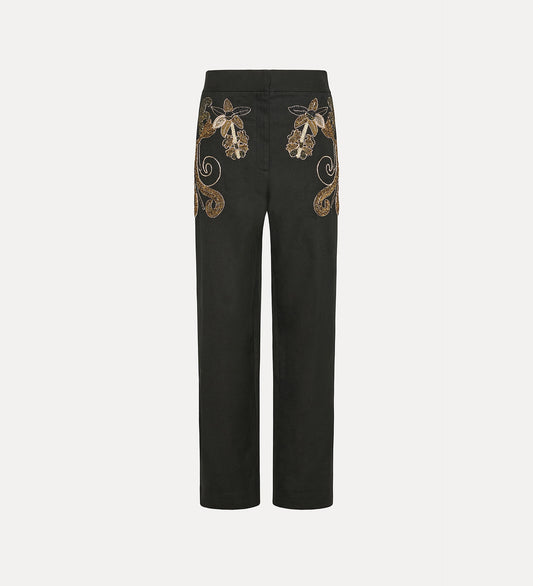 Frangipane Gardens Trousers in Twilled Cotton and Wool