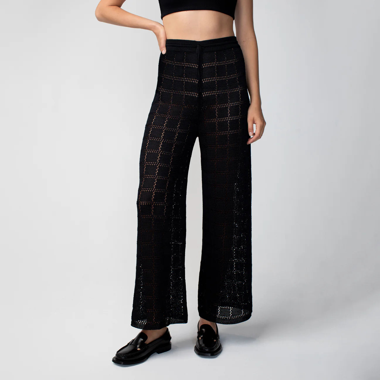 Crochet Patchwork Pant Black