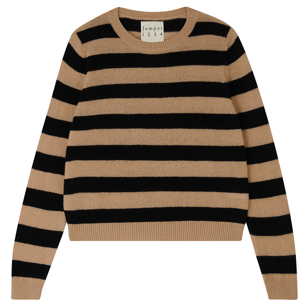 Striped Crew - Camel and black