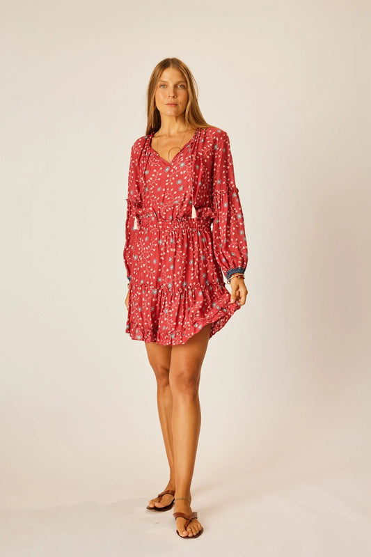 Maggie Dress Pinwheel Barn Red