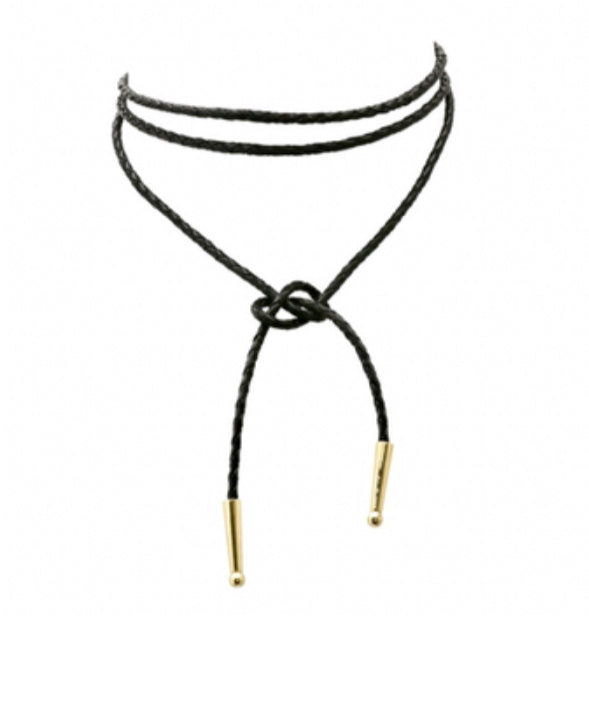 Leather and Gold Lasso Necklace