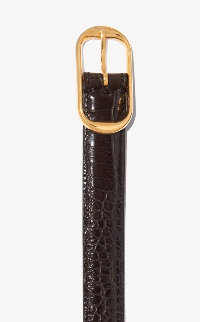 Reine Belt Black Embossed Croc