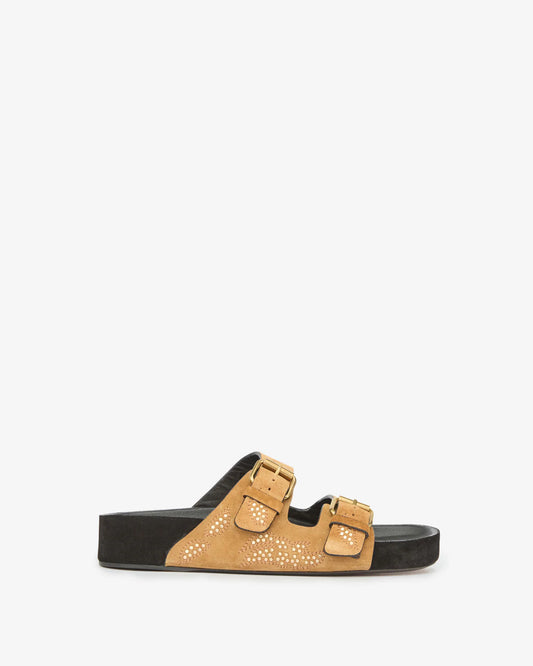 Lennyo Sandal in Cognac and Gold