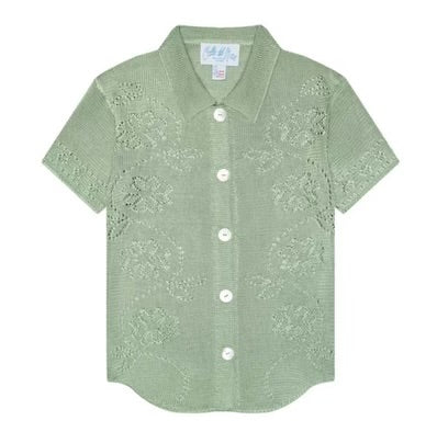 Vine Floral Short Sleeve Shirt Sage