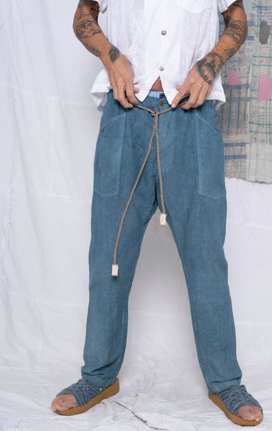 P38 Wild Silk and Hemp Pants Teal