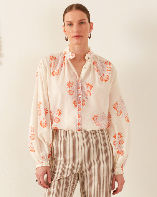 Poet Papaya Aster Blouse