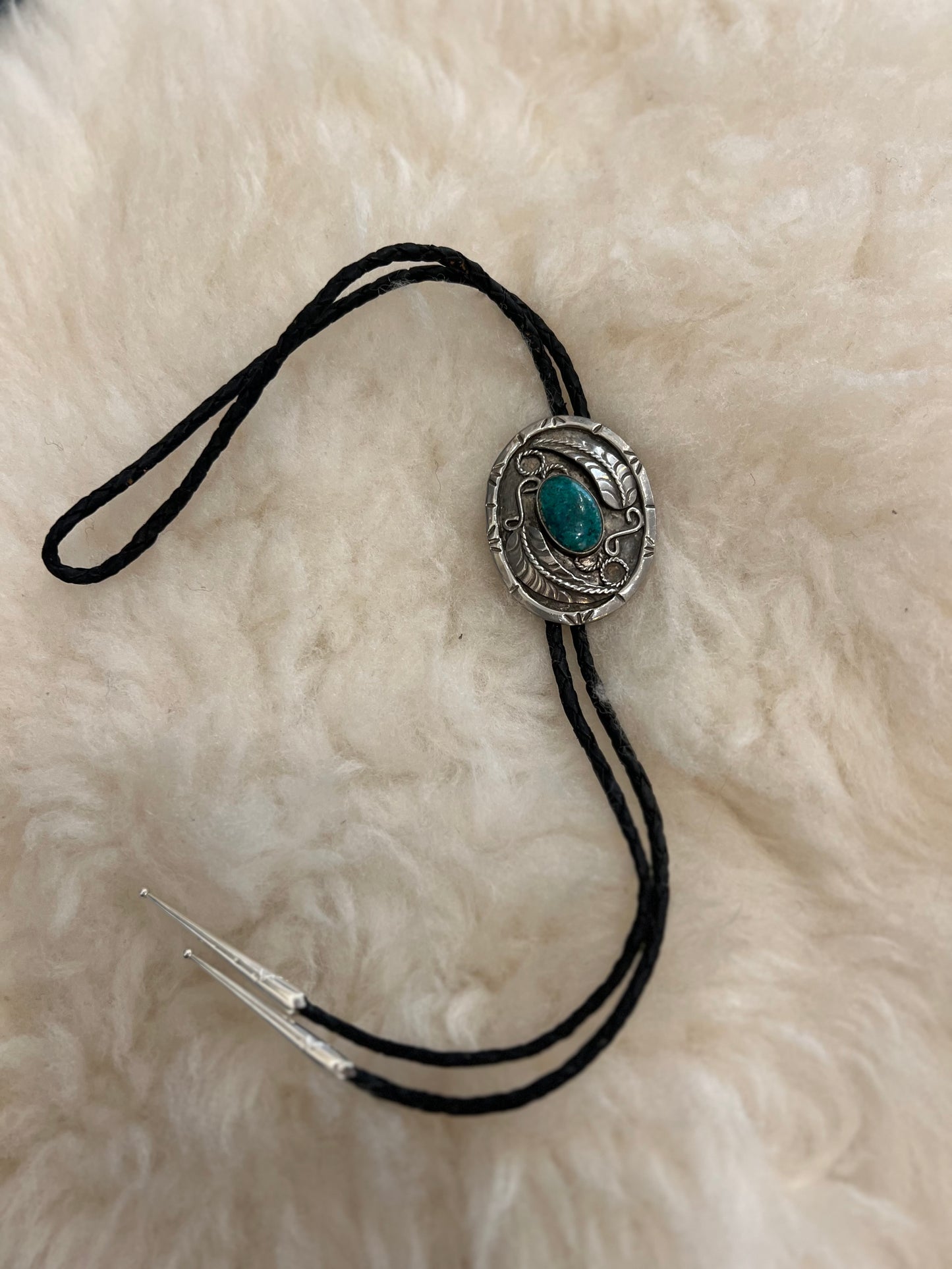 Silver And Turquoise Bolo Tie