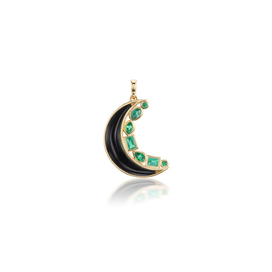 Mini Crescent Moon Inlay Pendant