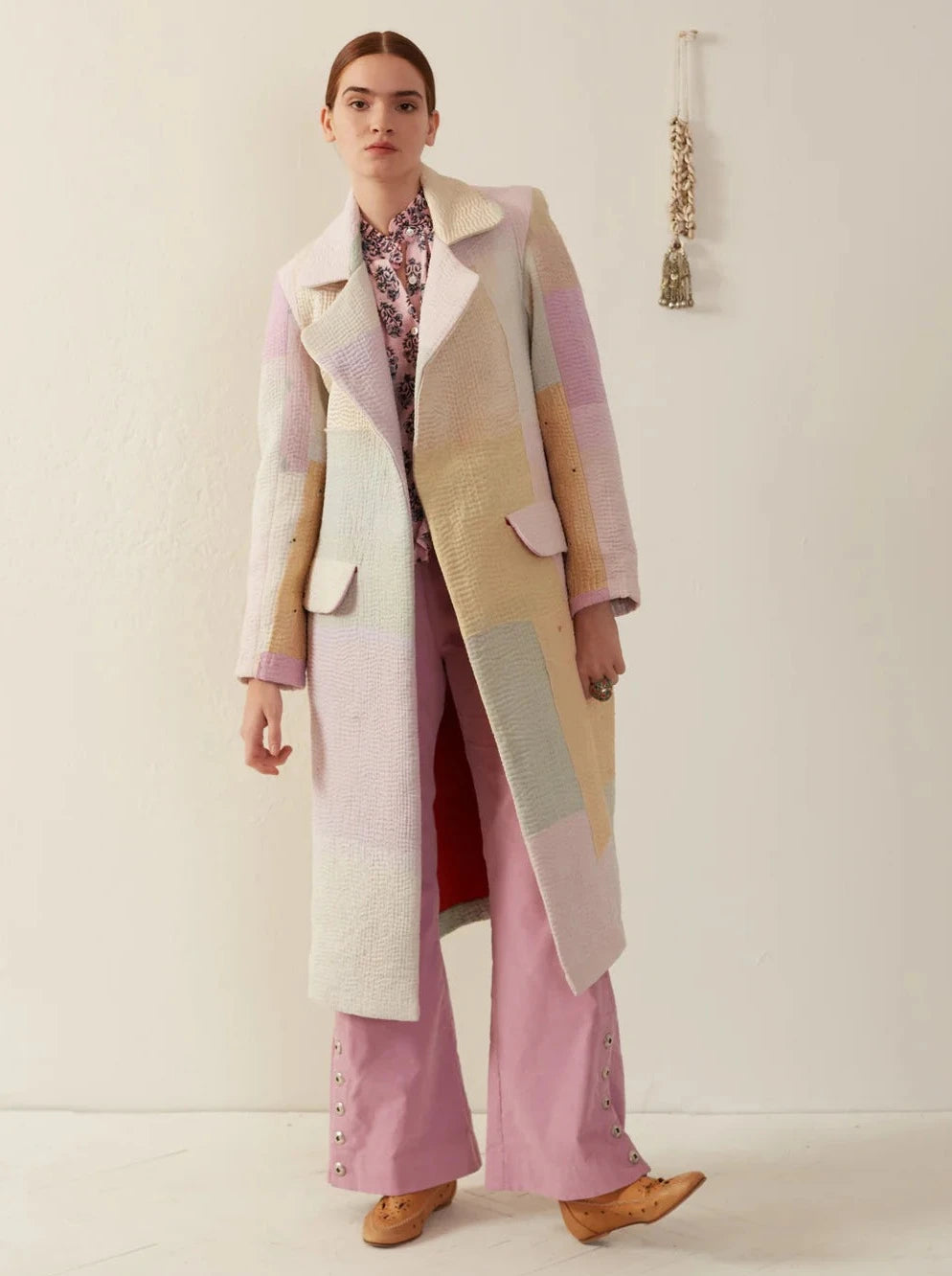 Officer Pastel Patchwork Kantha Coat