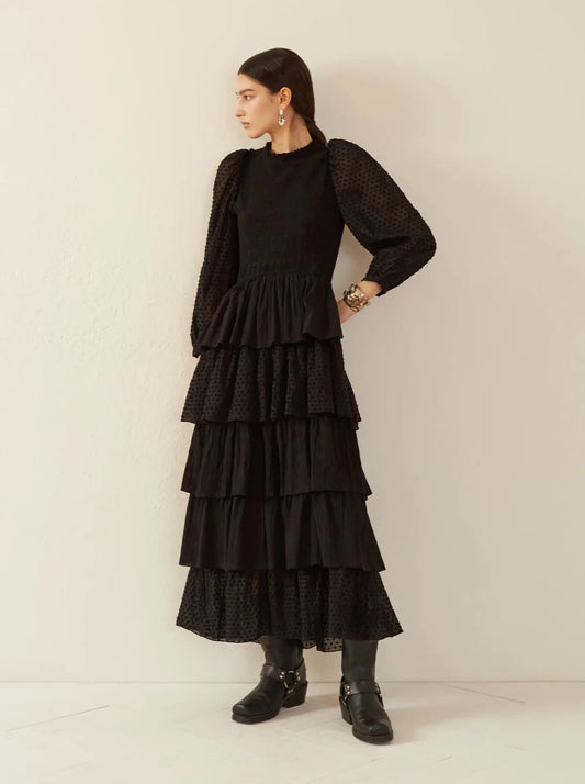 Shelby Noir Ruffle Dress