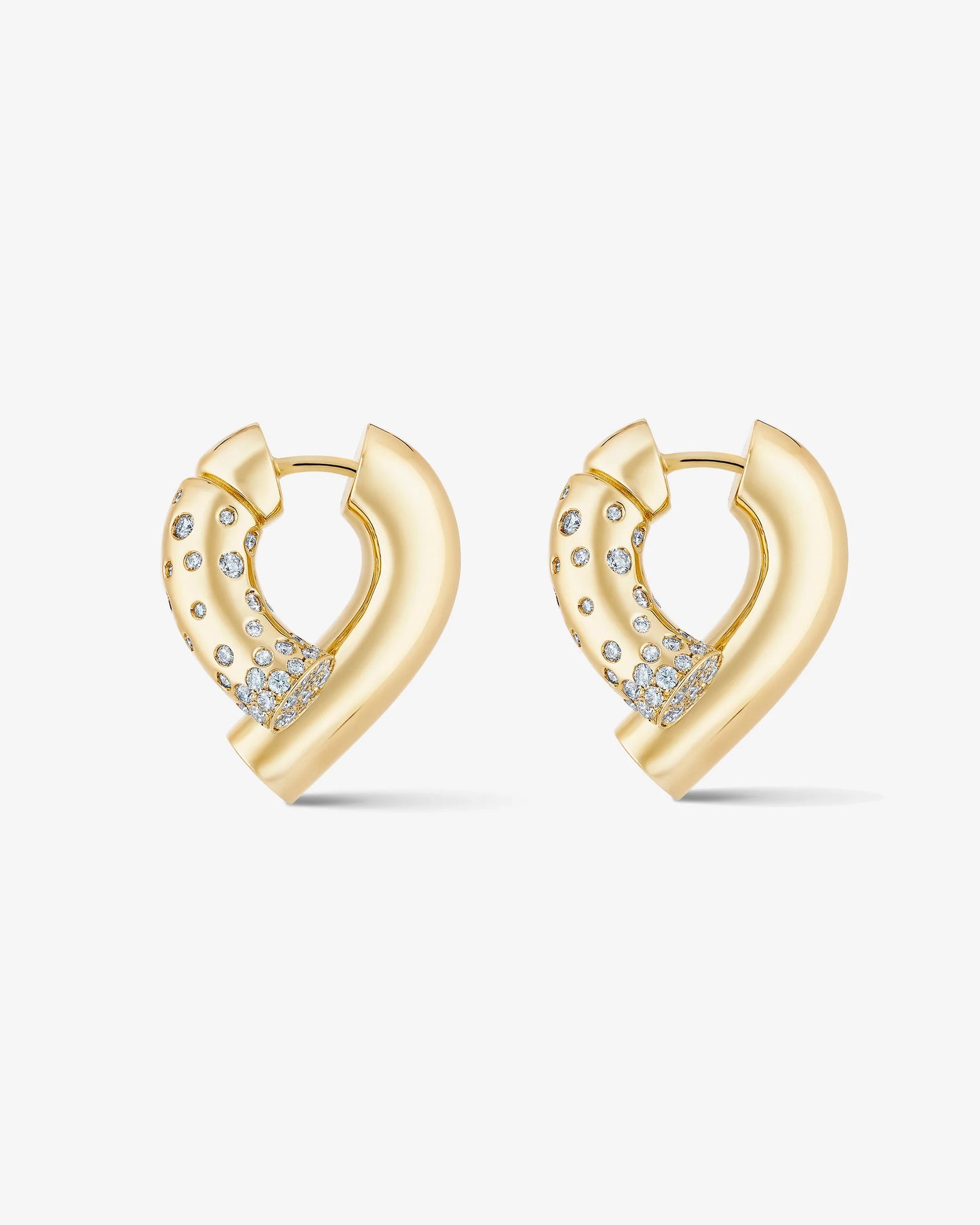 Oera Earrings Yellow Gold, Paved with Diamonds