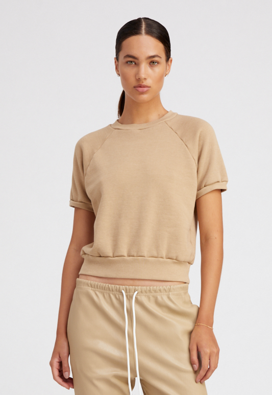 Raglan Short Sleeve Sweatshirt Khaki