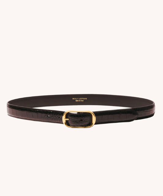 Reine Belt Black Embossed Croc