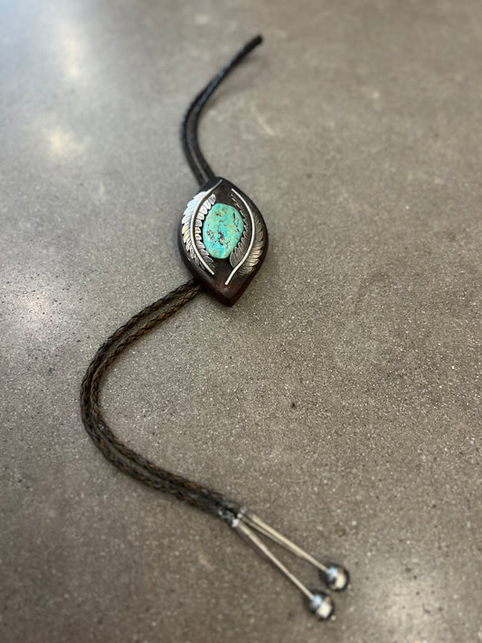 Vintage Wooden and Turquoise Bolo