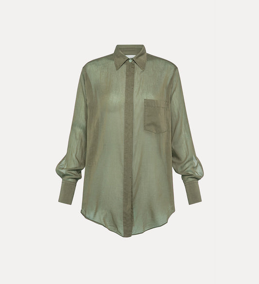 Essential Oversized Shirt in Cotton–and–Silk Voile