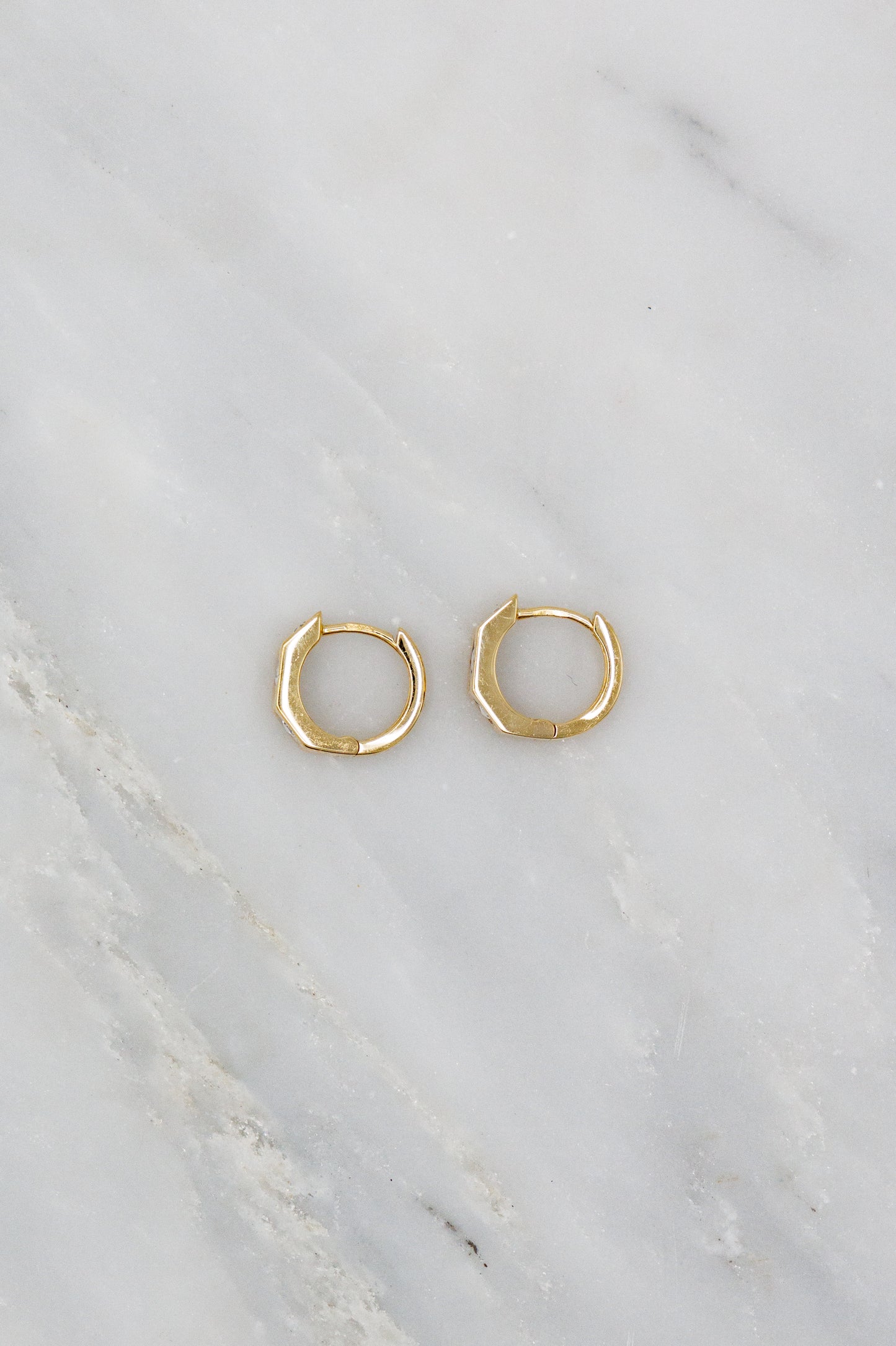 Marie Lichtenberg 18k Yellow Gold Diamond Ecrou Hoop Earrings