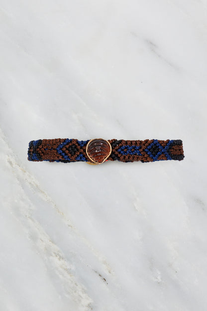 Woven Bracelet with Handcarved Red Tiger Eye