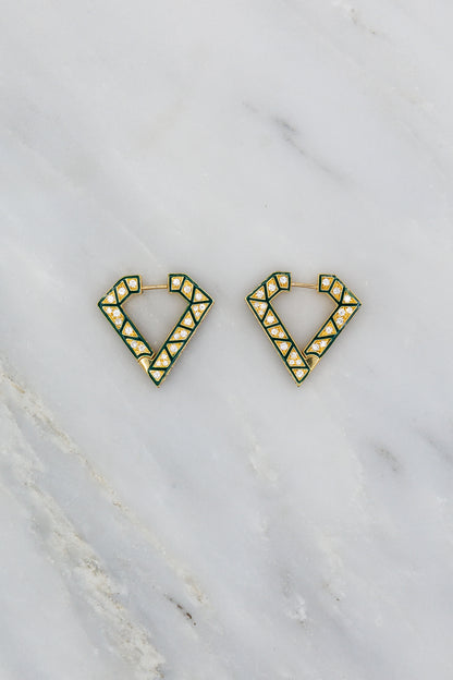 Diamond Brute Maxi Earrings in Green