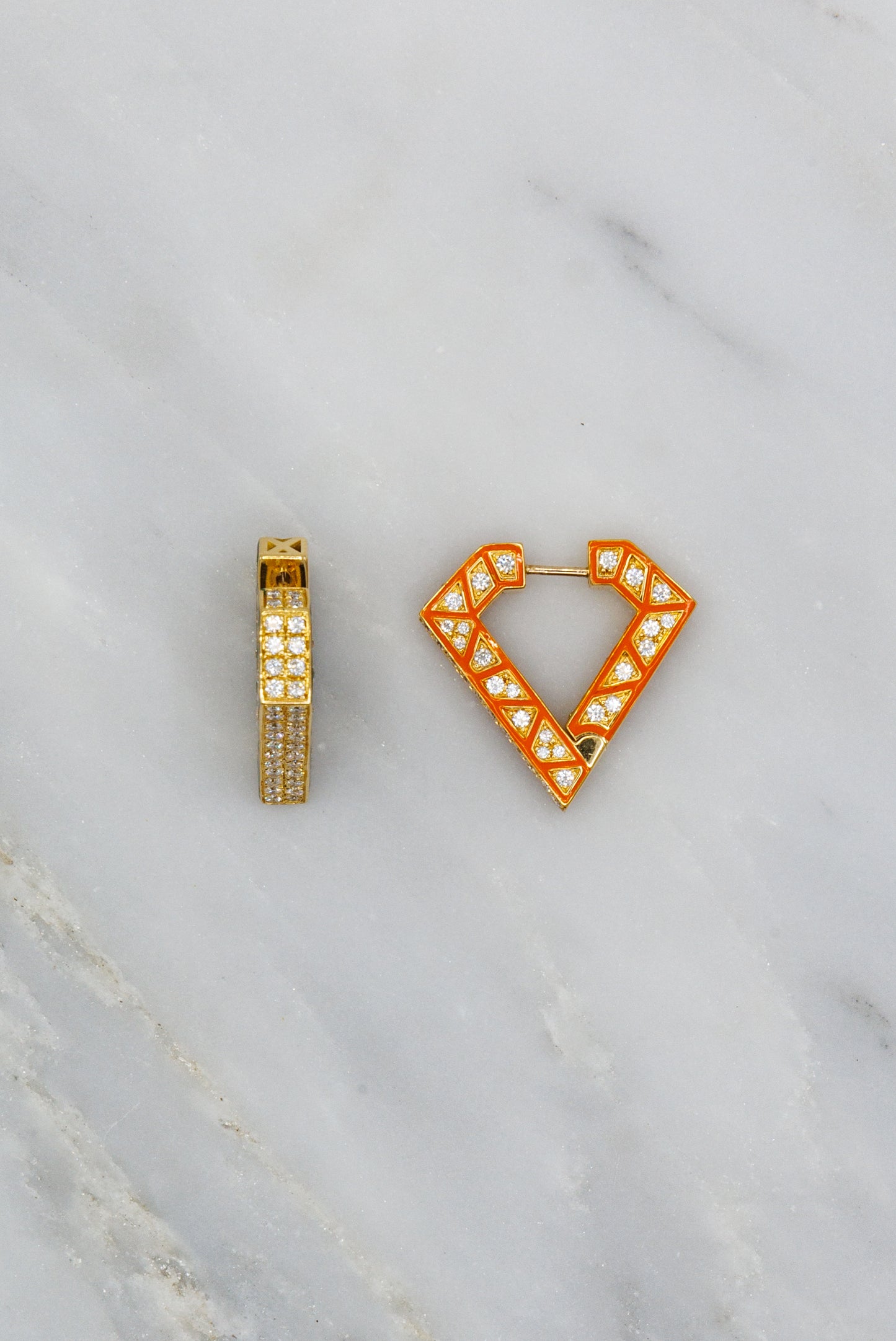 Diamond Brute Maxi Earrings in Orange