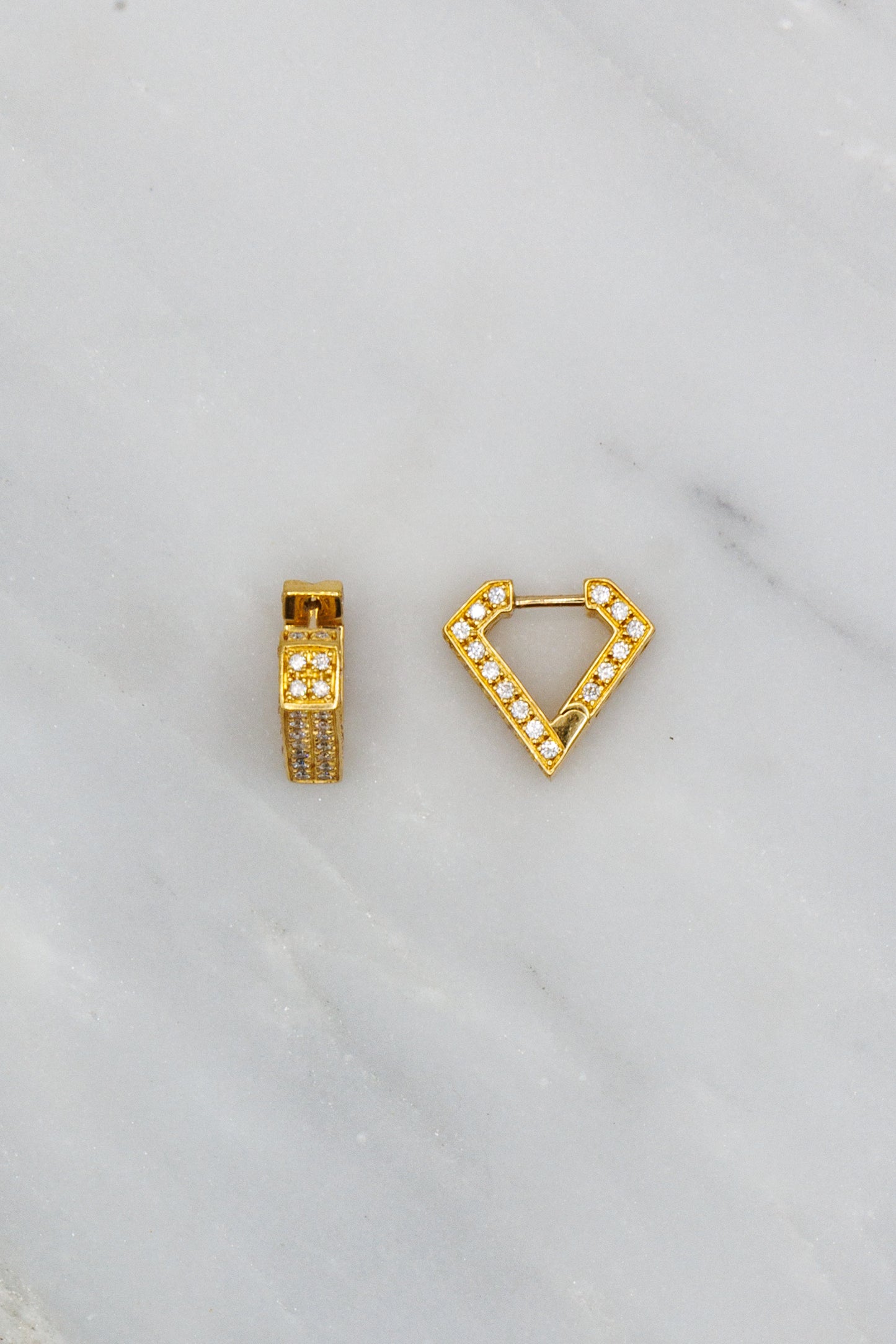 Dries Criel 18k Yellow Gold Brute Mini Diamond Earrings