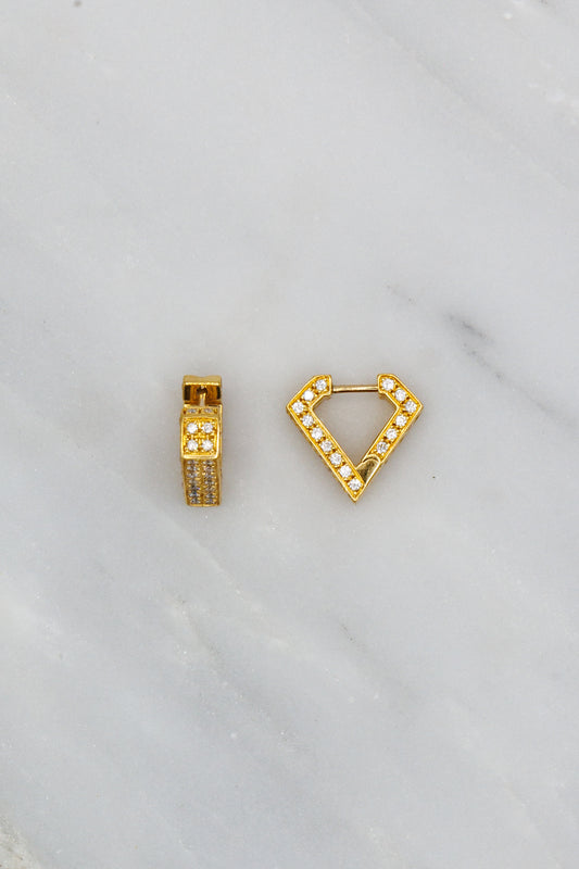 Dries Criel 18k Yellow Gold Brute Mini Diamond Earrings