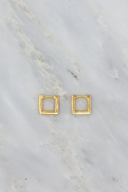 Azlee 18k Yellow Gold Mosaic Diamond Square Hoops