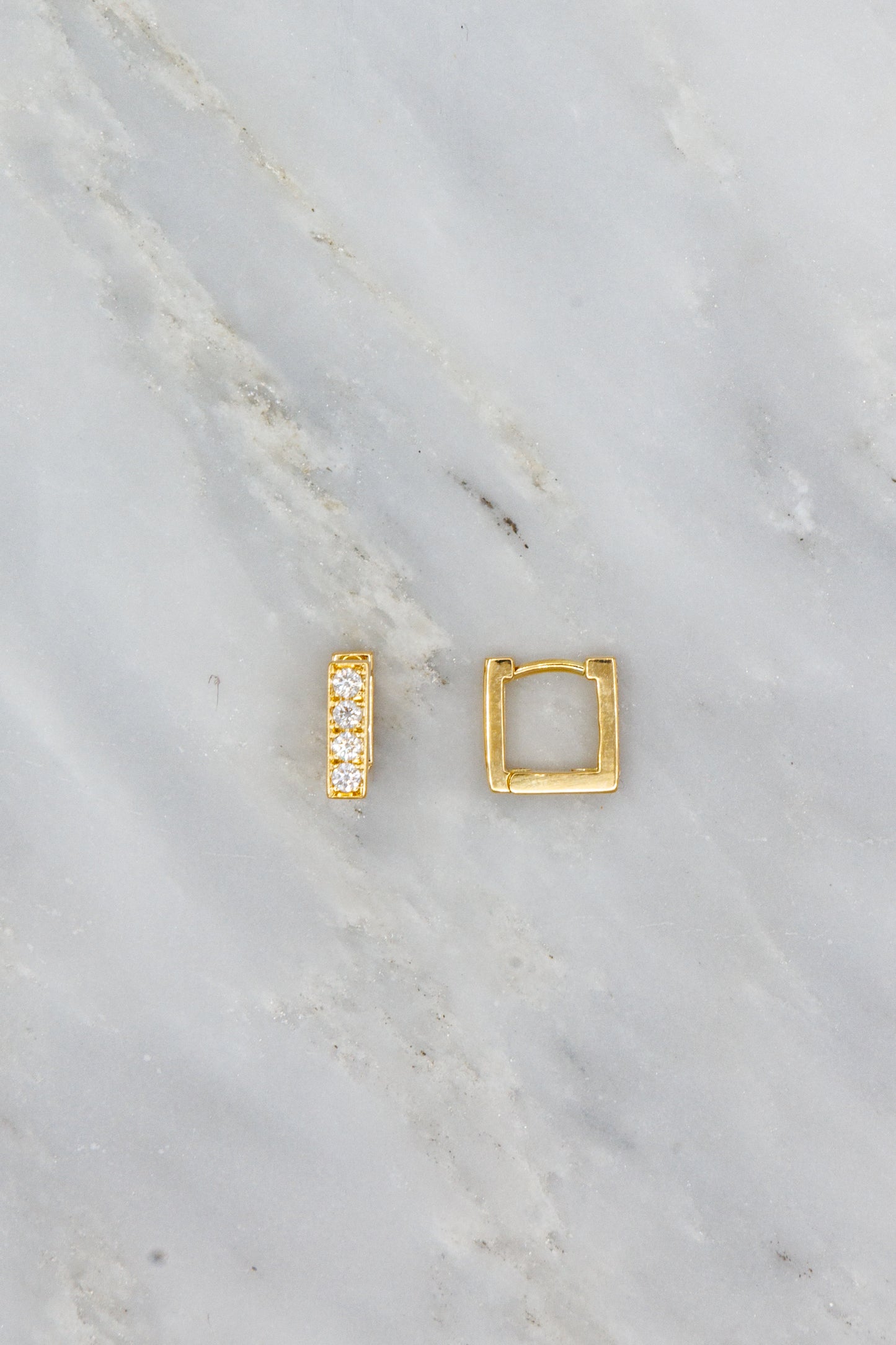 Azlee 18k Yellow Gold Mosaic Diamond Square Hoops