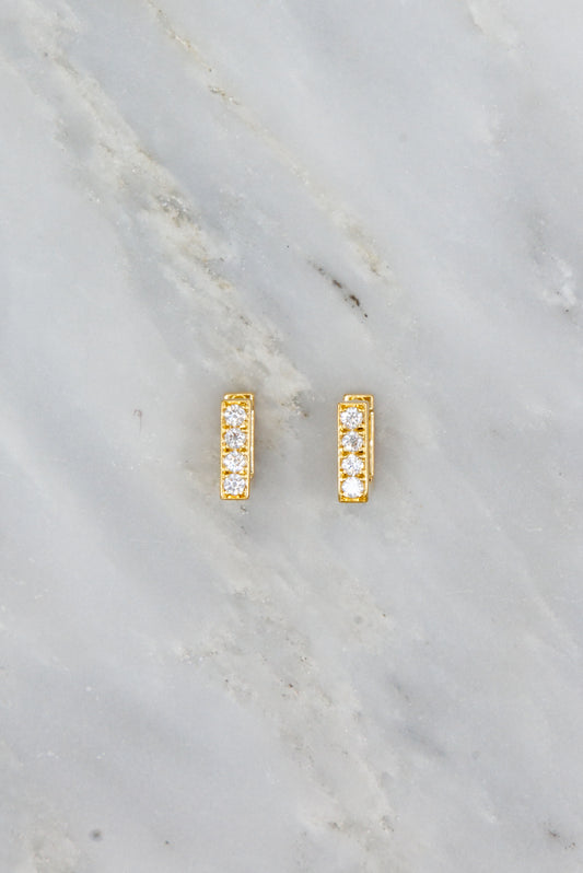 Azlee 18k Yellow Gold Mosaic Diamond Square Hoops