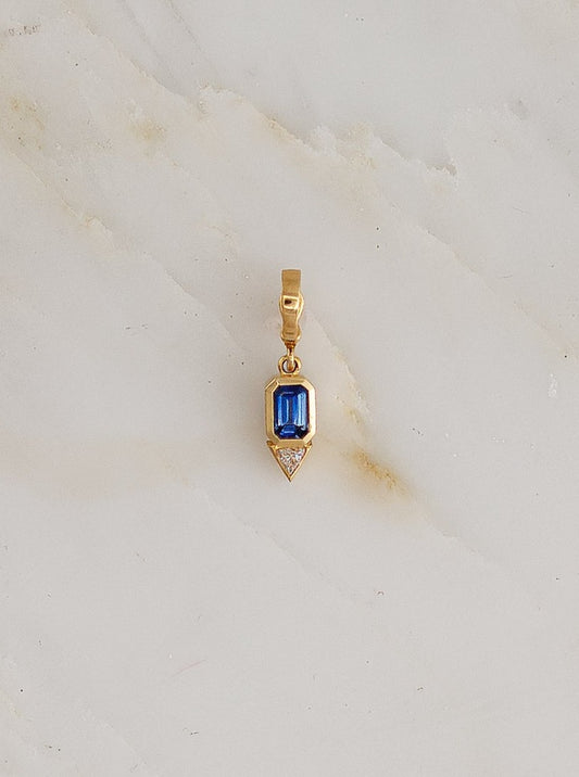 Sapphire and Trillion Diamond Charm