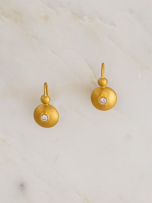 Small Diamond Bulla Hook Earrings