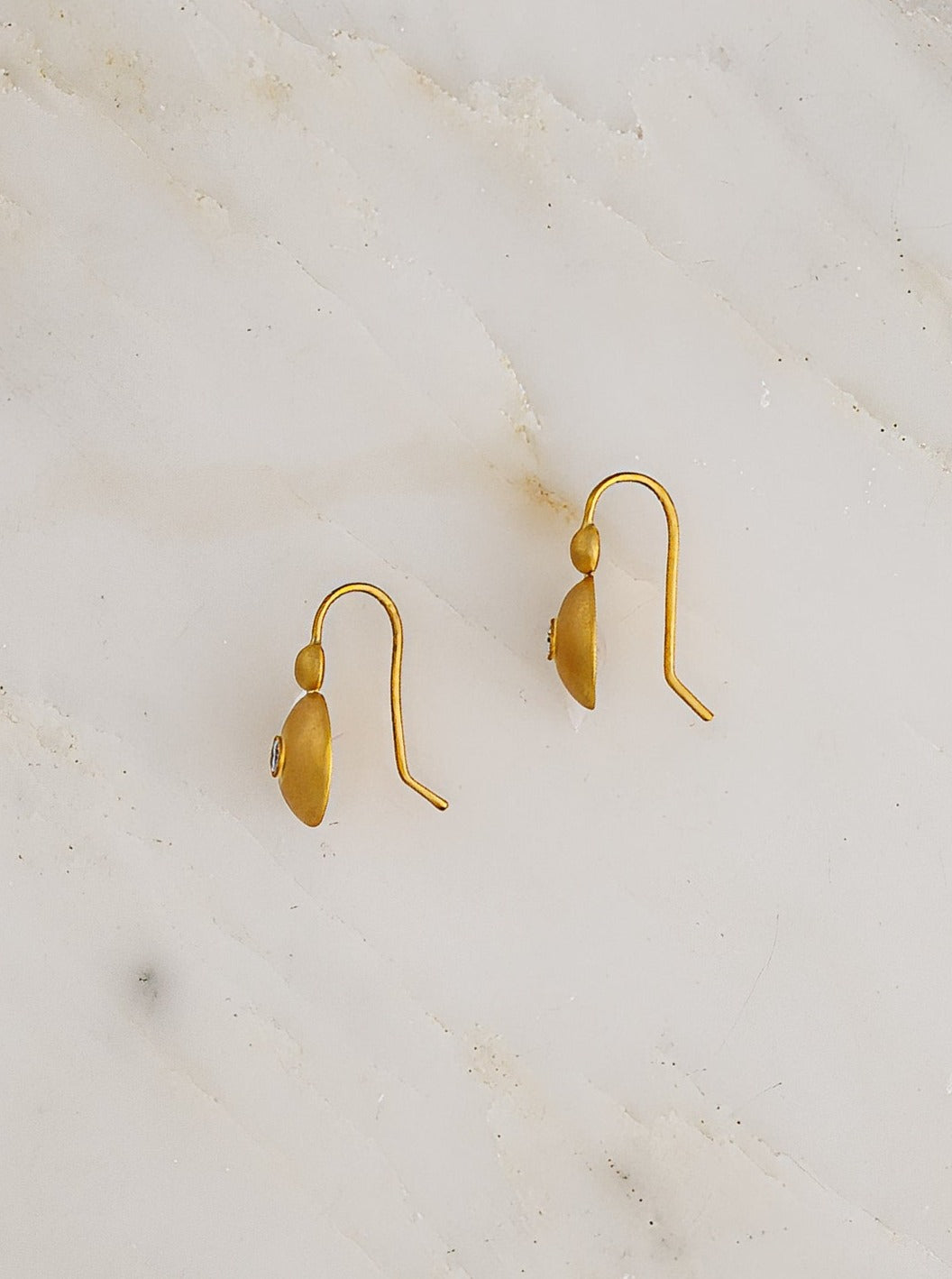 Small Diamond Bulla Hook Earrings